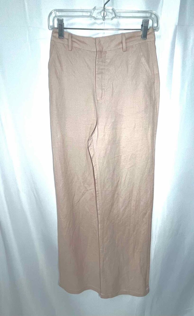 En Saison Size XS Lt Pink Solid Flax Blend Designer Pants